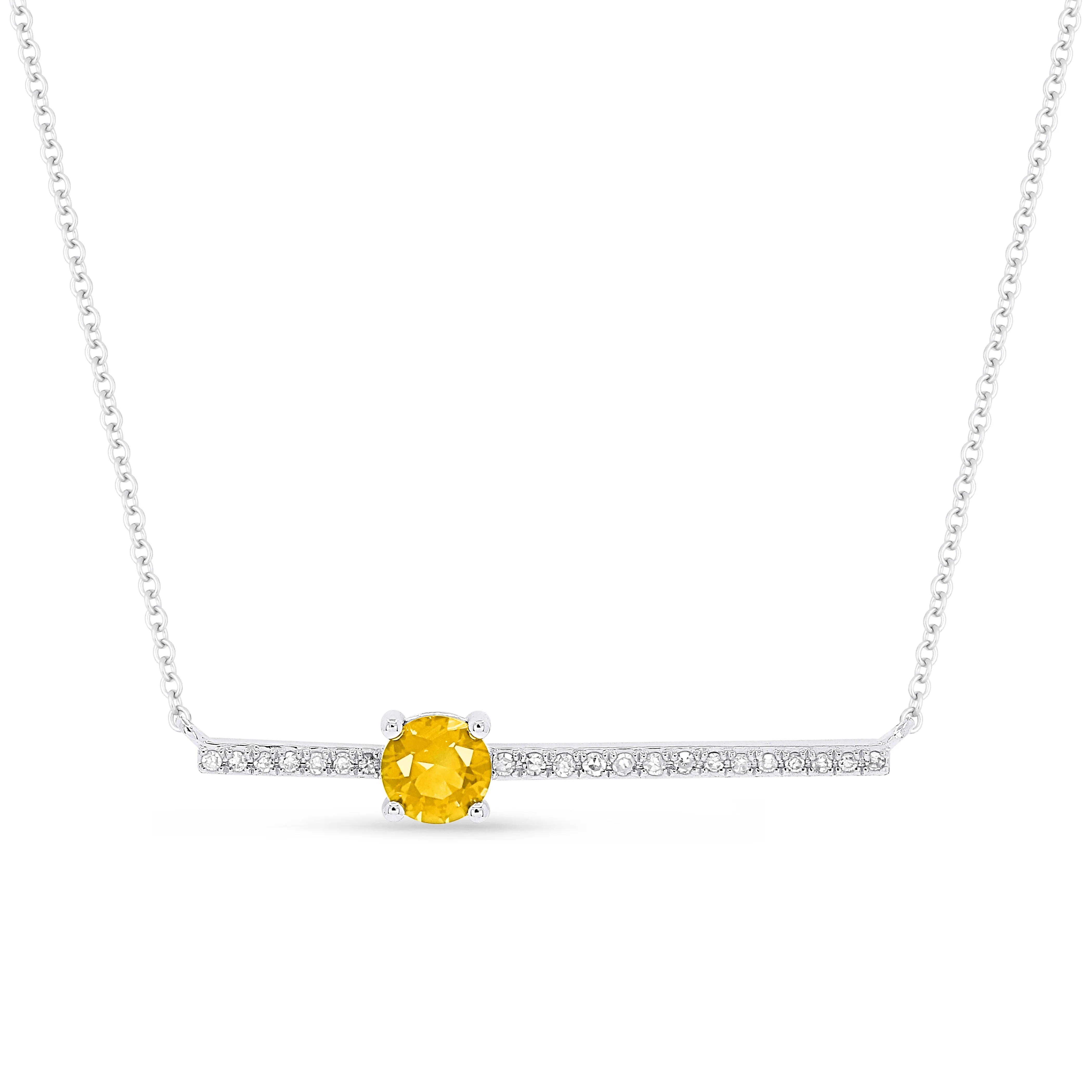 0.24Ct Citrine 18"necklacein 14K White Gold