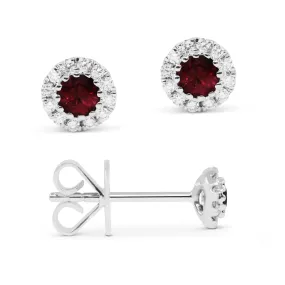 0.30Ct Ruby Stud Earrings In 14K White Gold