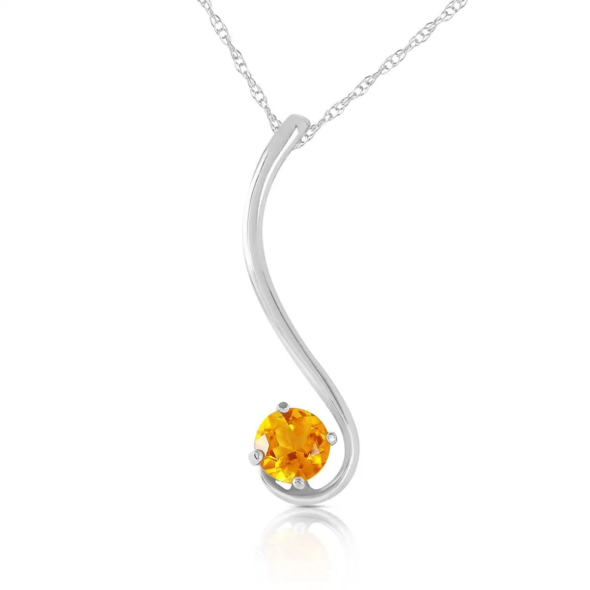 0.55 Carat 14K Solid White Gold Into The Light Citrine Necklace