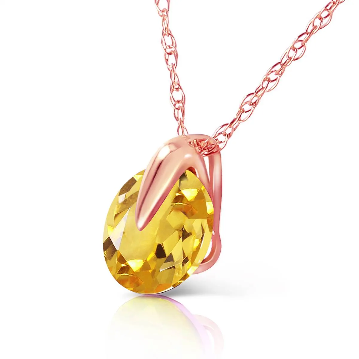 0.8 Carat 14K Solid Rose Gold Sundisk Citrine Necklace