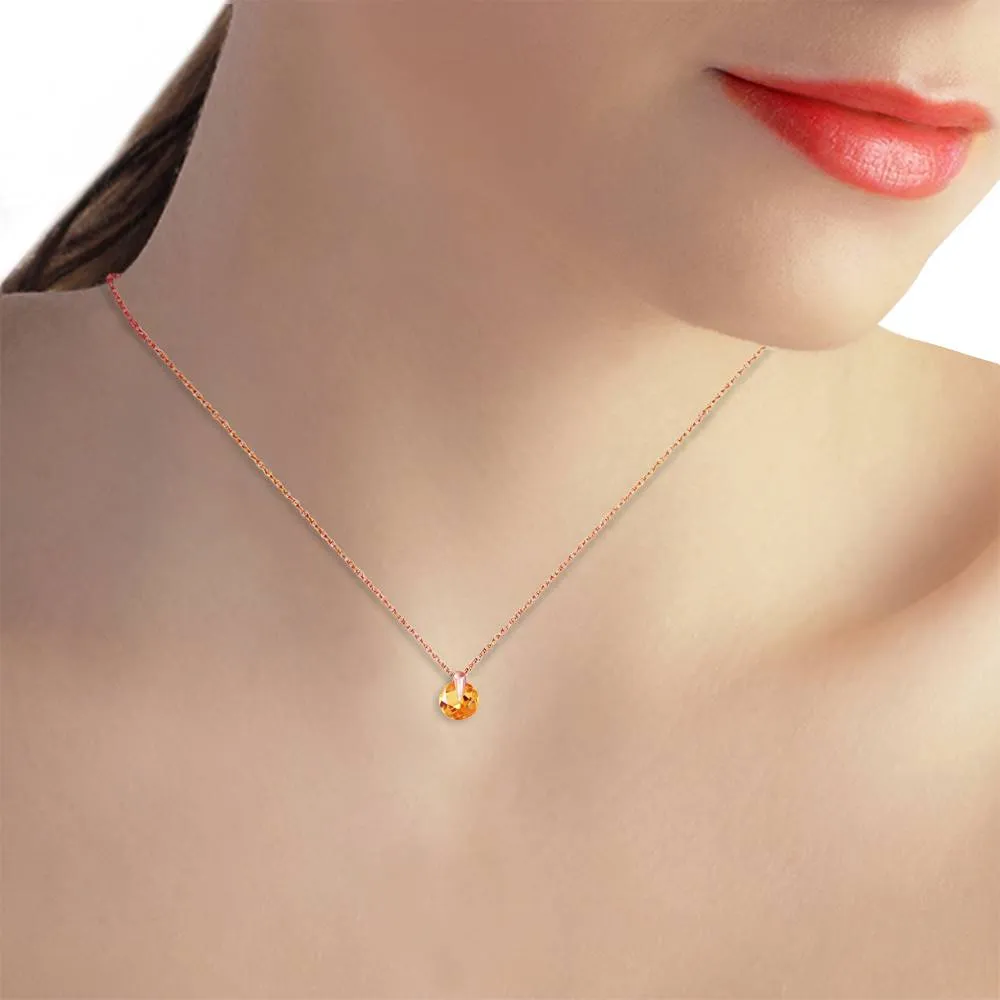 0.8 Carat 14K Solid Rose Gold Sundisk Citrine Necklace