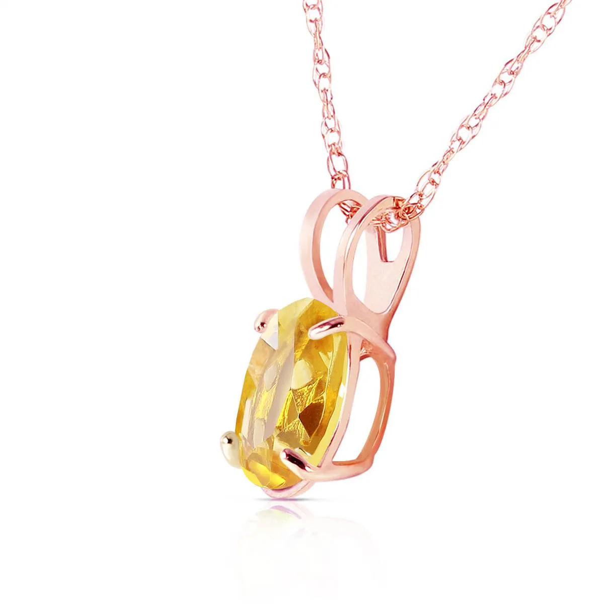 0.85 Carat 14K Solid Rose Gold Solitaire Citrine Necklace