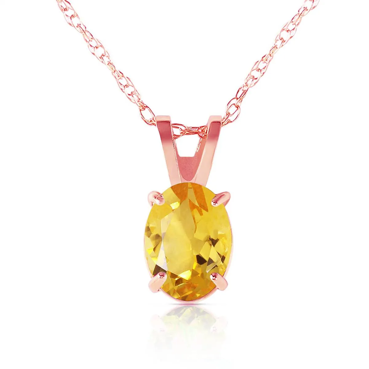 0.85 Carat 14K Solid Rose Gold Solitaire Citrine Necklace