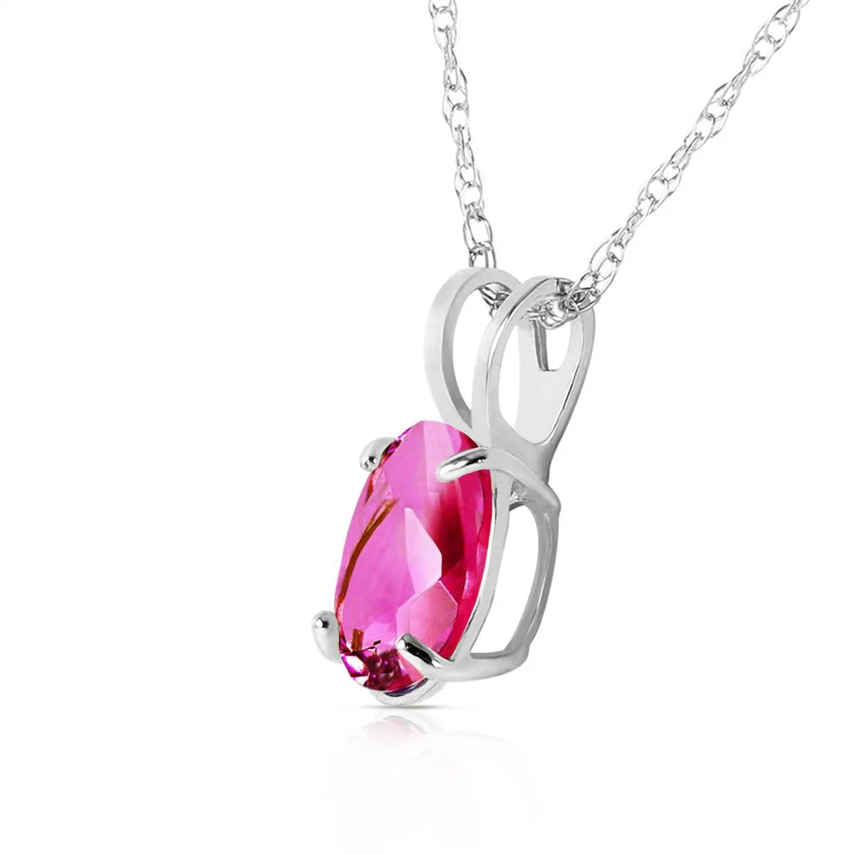 0.85 Carat 14K Solid White Gold w/ out A Sign Pink Topaz Necklace