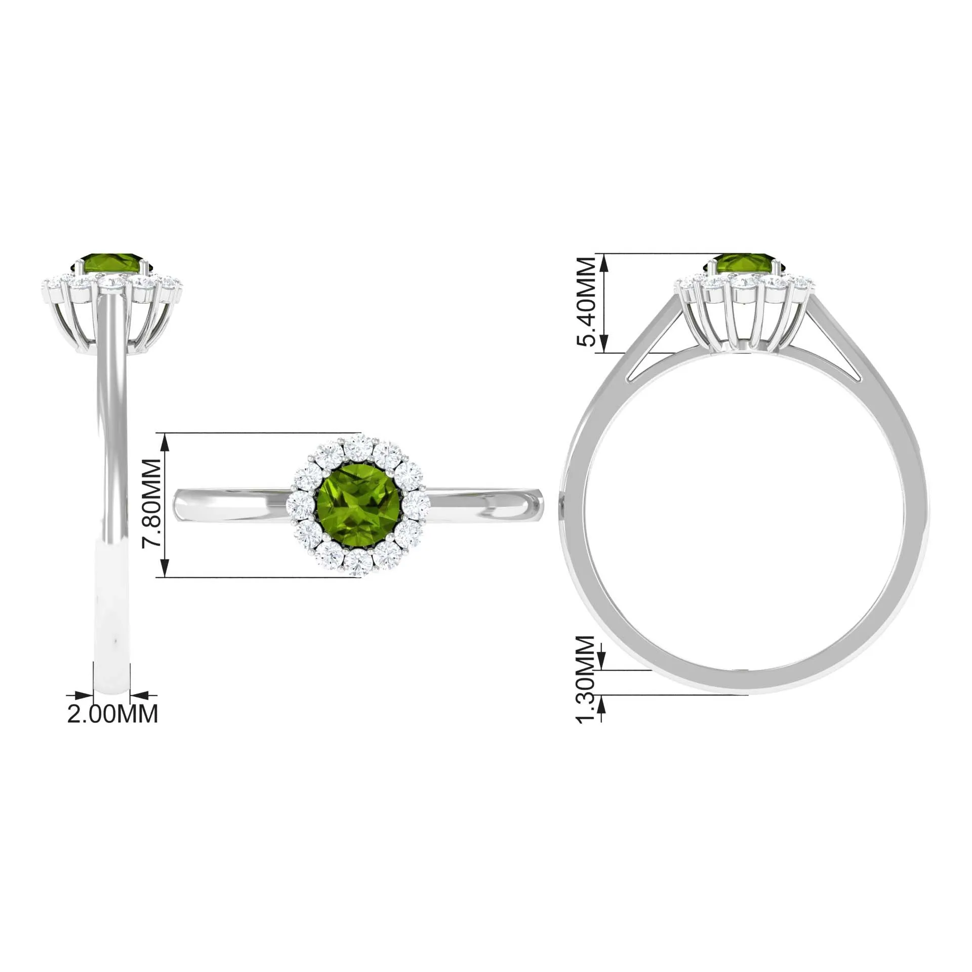 1 CT Peridot and Diamond Floating Halo Engagement Ring