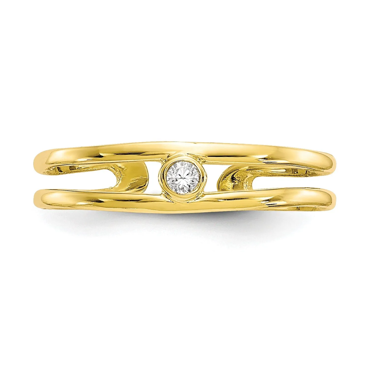 10k Real Yellow Gold CZ Stone Summer Toe Ring