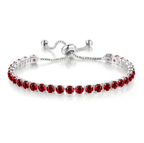 10k White Gold 6 Cttw Created Ruby Sapphire Round Adjustable Tennis Plated Bracelet