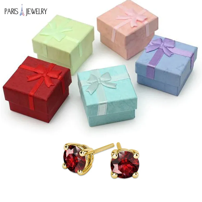 10k Yellow Gold Plated 2 Ct Round Created Ruby Stud Earrings