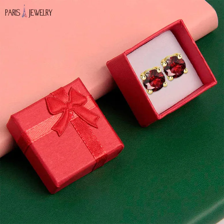 10k Yellow Gold Plated 2 Ct Round Created Ruby Stud Earrings