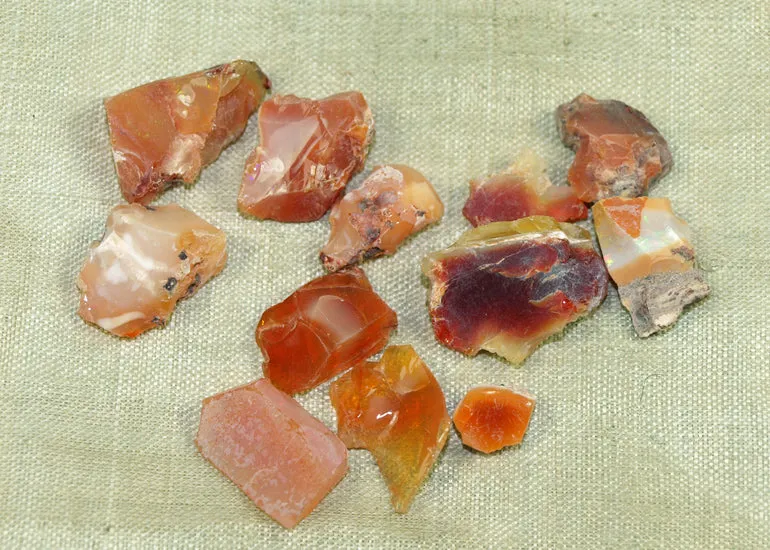 11.5 grams of Rough, Raw Fire Opal Crystals; Lou Zeldis Component Collection