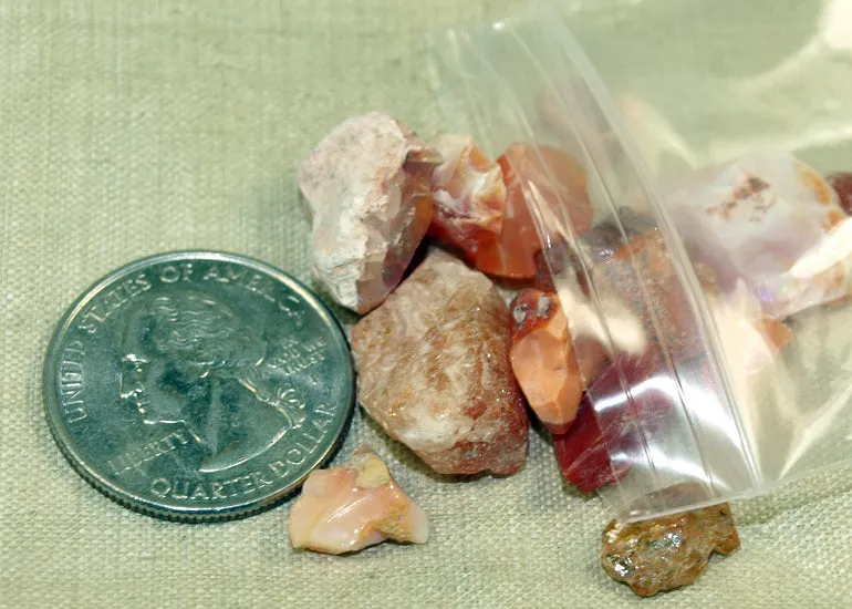 11.5 grams of Rough, Raw Fire Opal Crystals; Lou Zeldis Component Collection