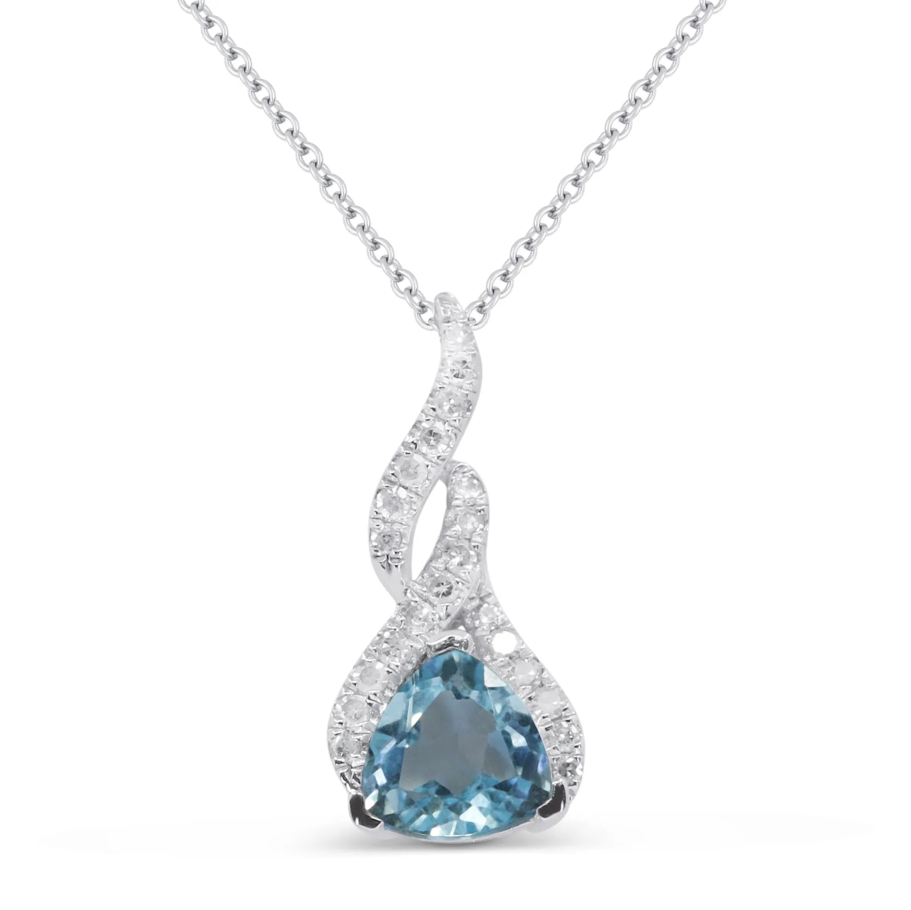 1.1ct Blue Topaz 16"Pendant Necklace in 14K White Gold