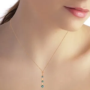 1.25 Carat 14K Solid Rose Gold Generosity Blue Topaz Necklace