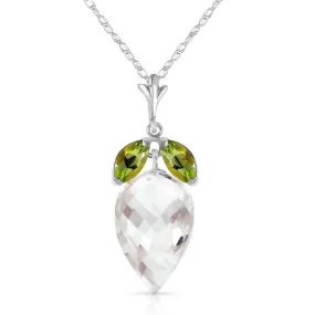 12.75 Carat 14K Solid White Gold Necklace Peridot Briolette White Topaz