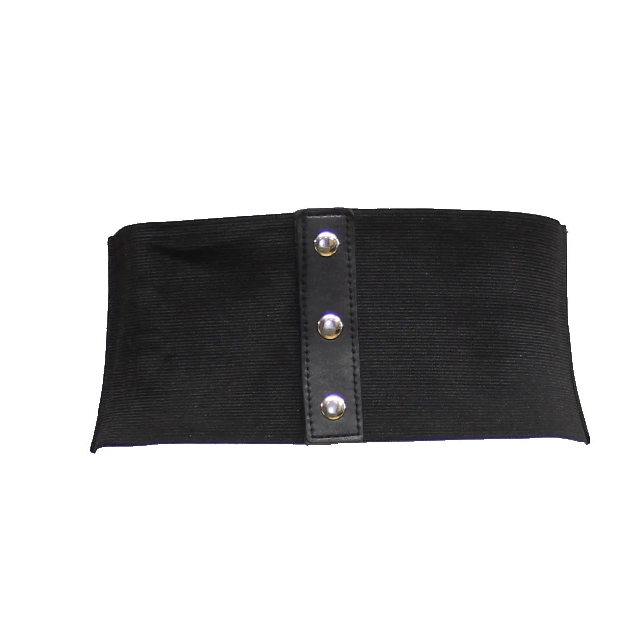 12cm Black Interlaced Criss Cross Elasticated Waist Belt with Press Button Closure