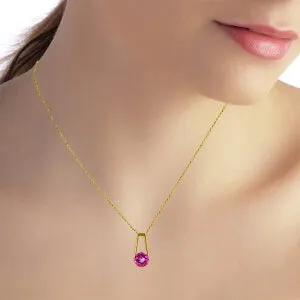 1.45 Carat 14K Solid Yellow Gold Sumptuous Moment Pink Topaz Necklace