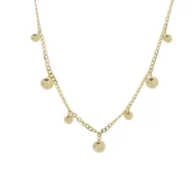 14K Dangling Bead Gold Necklace 6mm