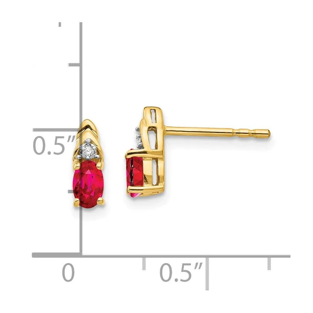 14K Diamond & Ruby Earrings