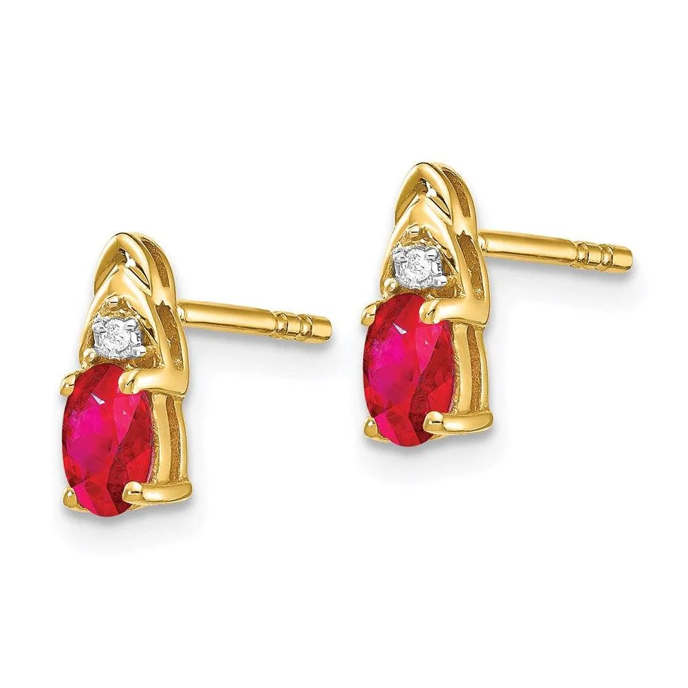 14K Diamond & Ruby Earrings