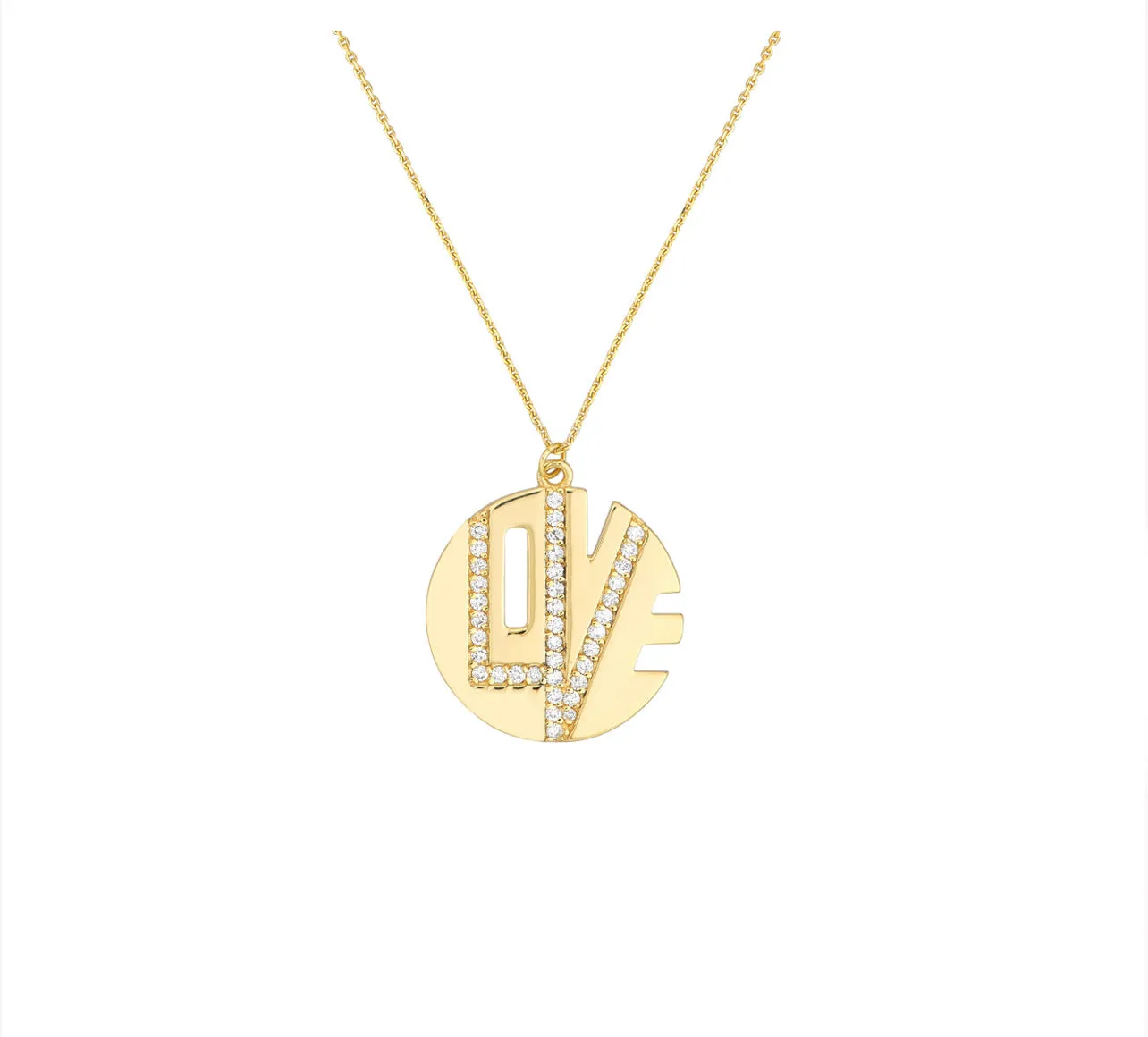 14k Diamond Love Cutout Medallion Necklace