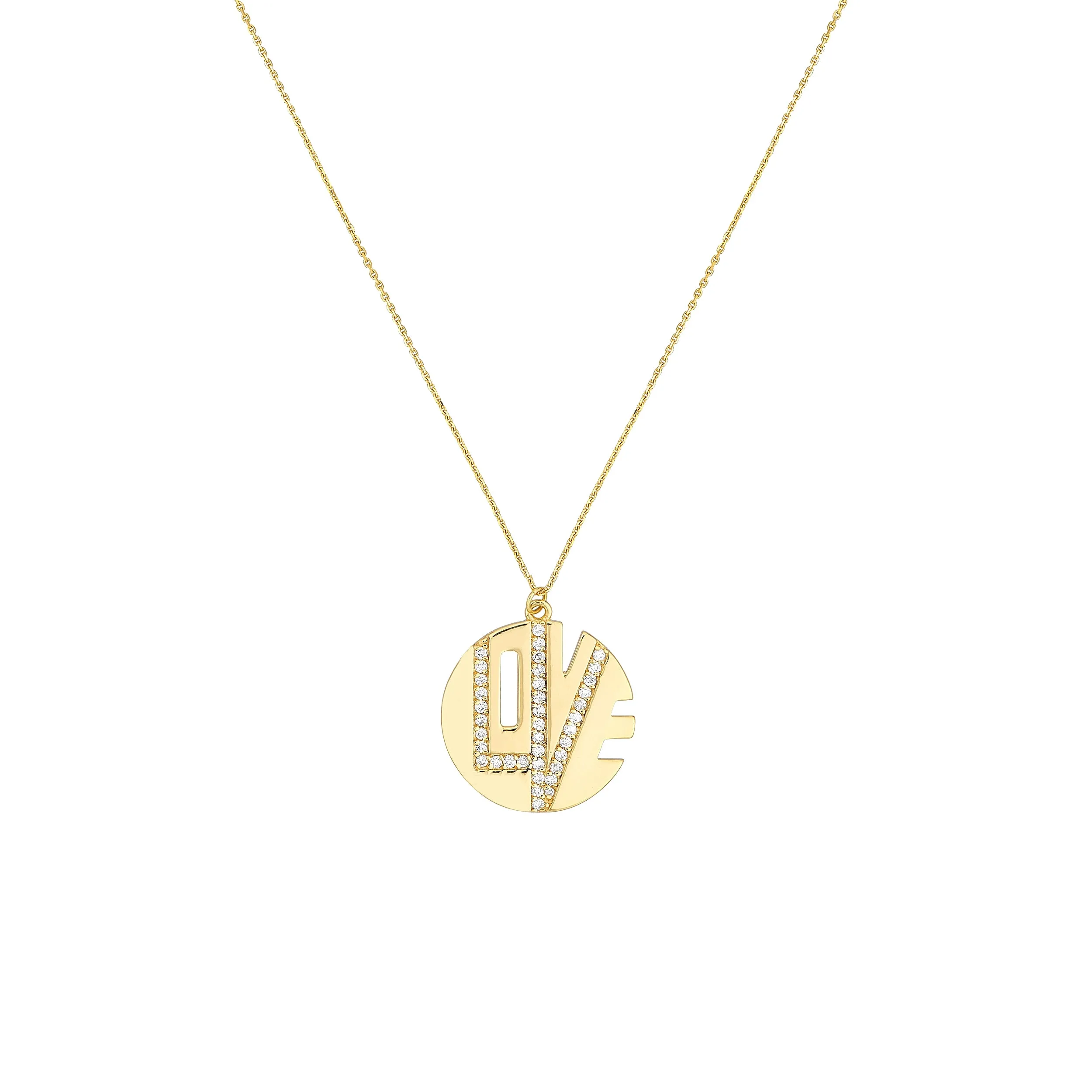 14k Diamond Love Cutout Medallion Necklace