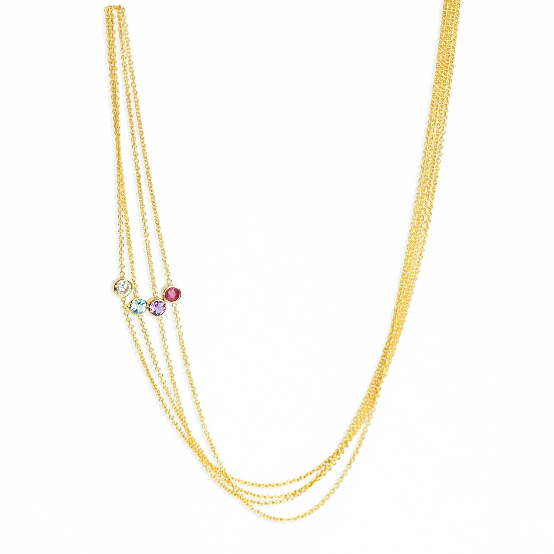 14K Gold Asymmetrical Birthstone Necklace - Citrine (November)