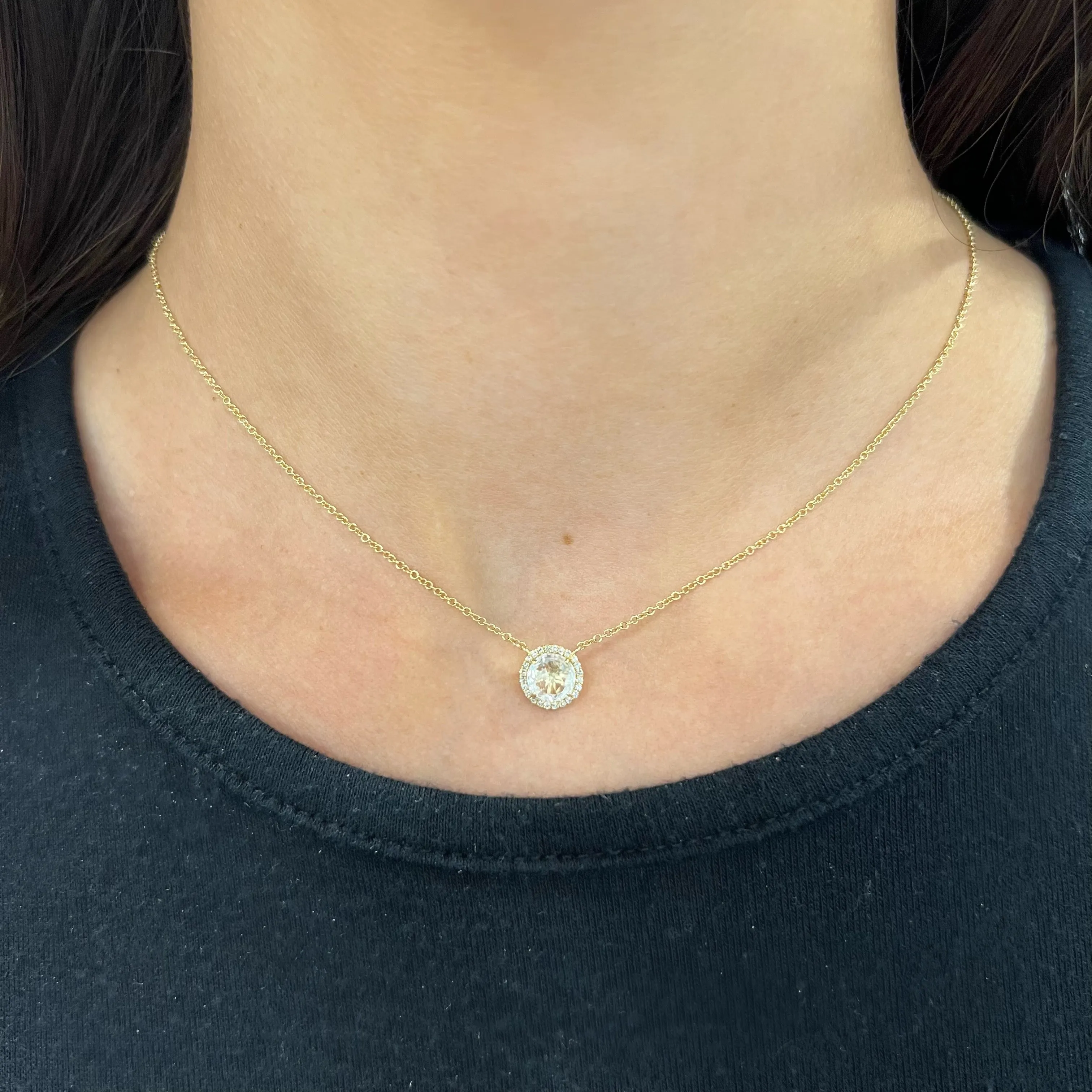 14K GOLD DIAMOND WHITE TOPAZ ESME NECKLACE