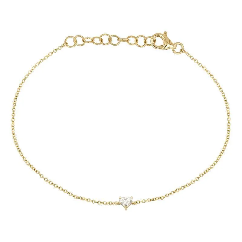 14K Gold Heart Shaped Diamond Bracelet