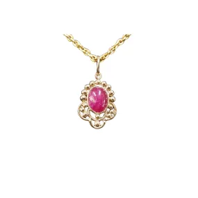 14k Gold Oval Cabochon Ruby Pendant