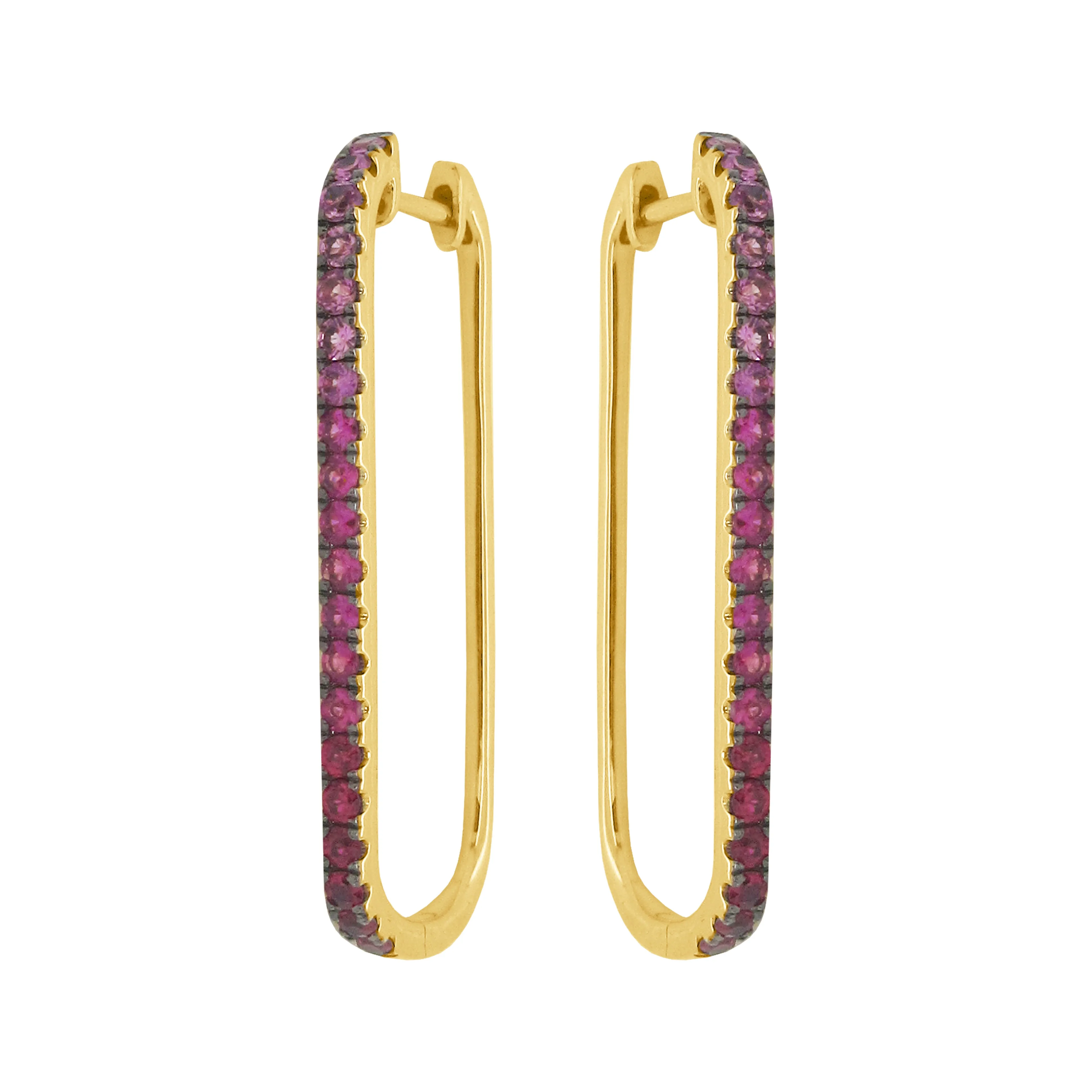 14K GOLD RUBY AND PINK SAPPHIRE VIENNA HOOPS