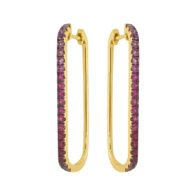 14K GOLD RUBY AND PINK SAPPHIRE VIENNA HOOPS