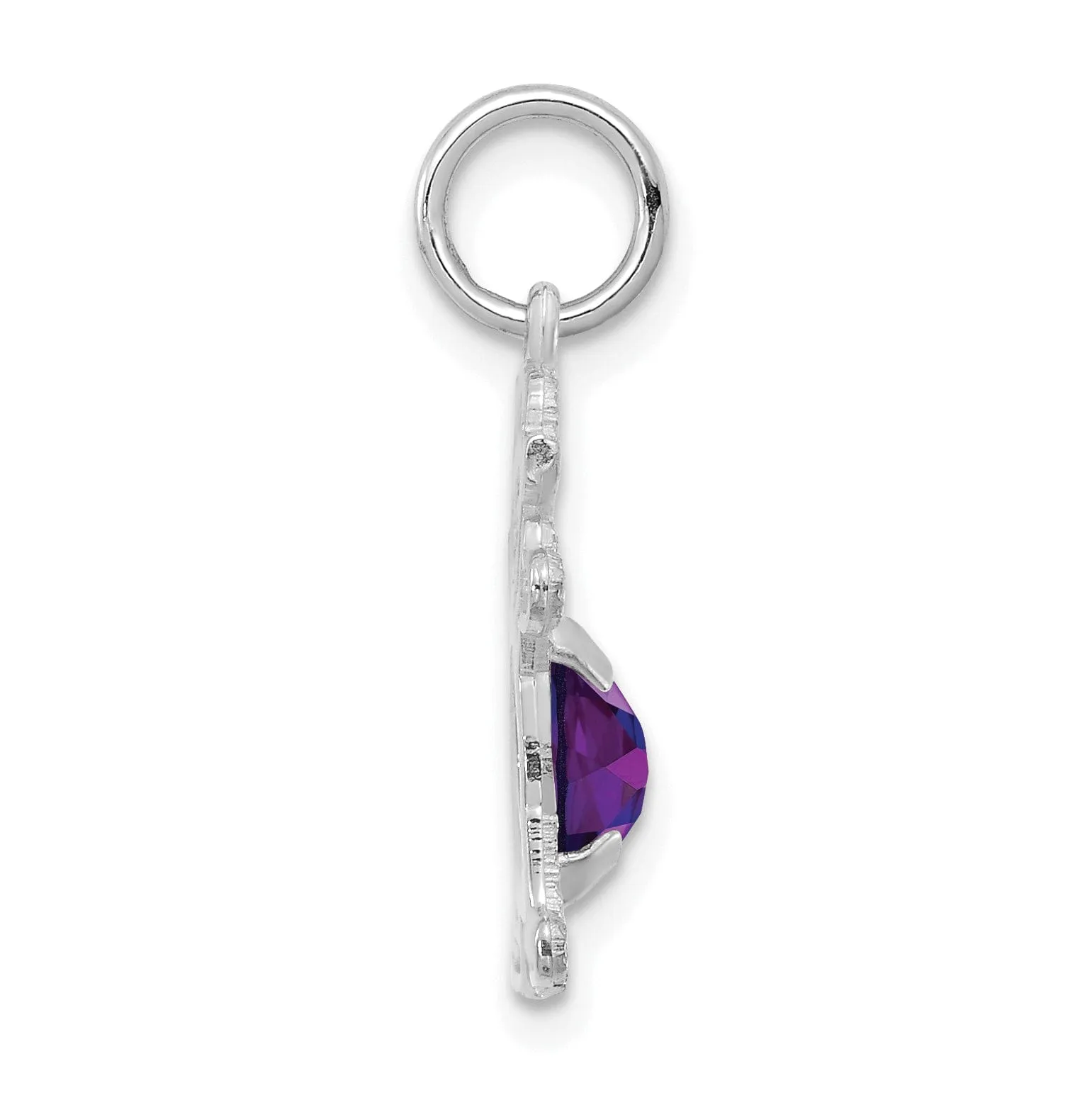 14k White Gold Girl Oval Genuine Amethyst