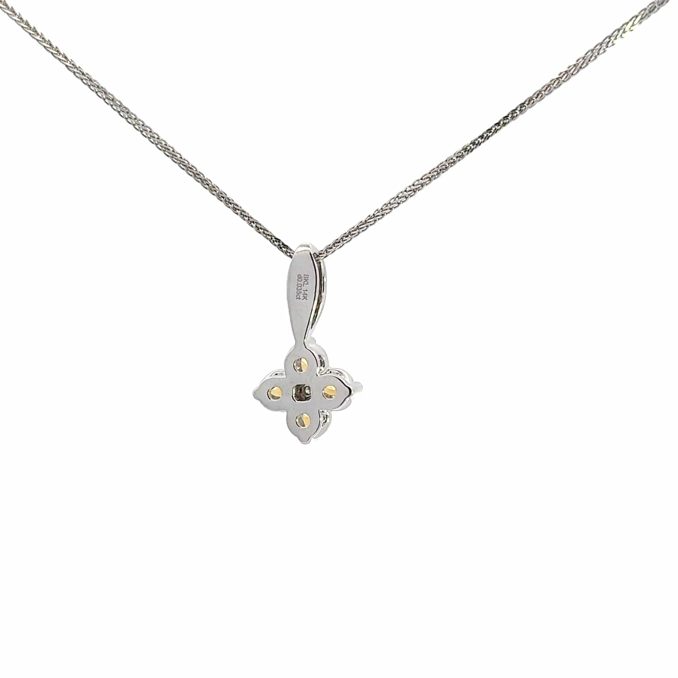 14k White Gold Natural Citrine 4 Stone Necklace With Diamonds