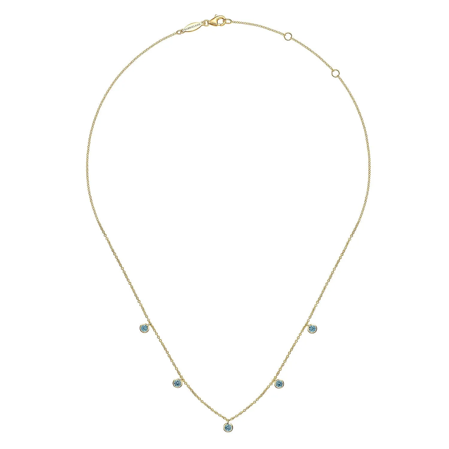 14K Yellow Blue Topaz 17.5 inch Necklace