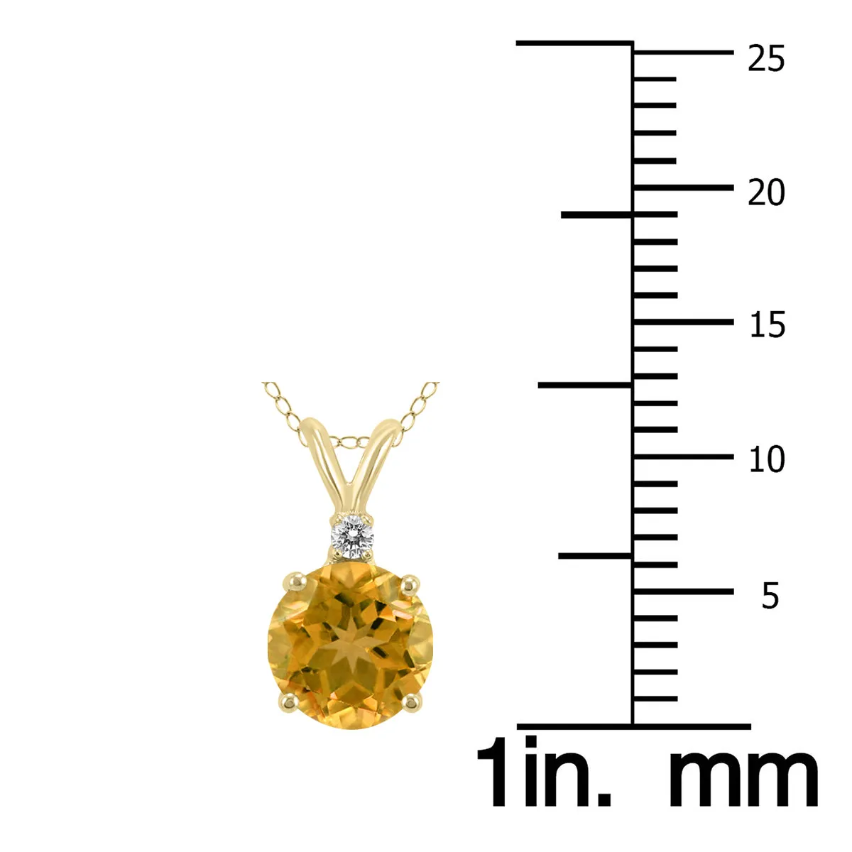 14K Yellow Gold 6Mm Round Citrine And Diamond Pendant