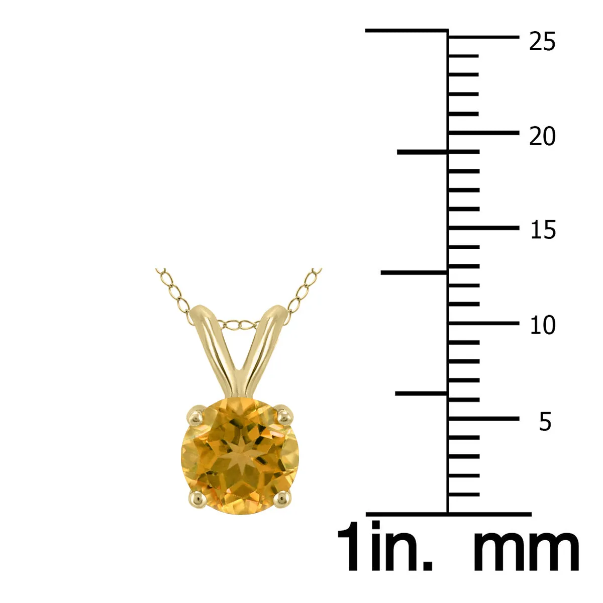 14K Yellow Gold 6Mm Round Citrine Pendant