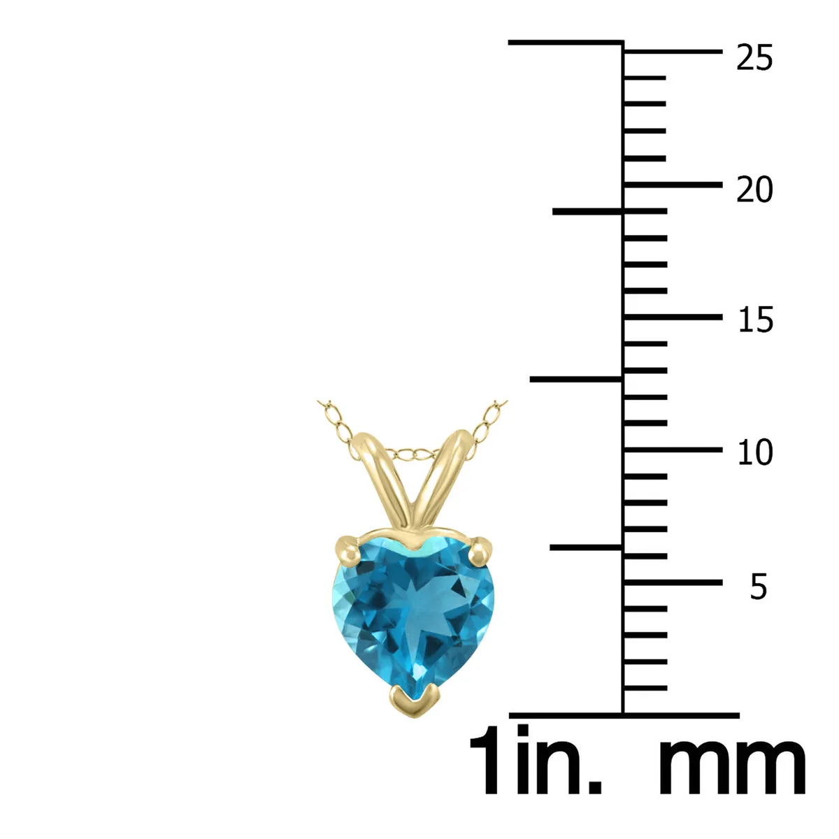 14K Yellow Gold 7Mm Heart Blue Topaz Pendant