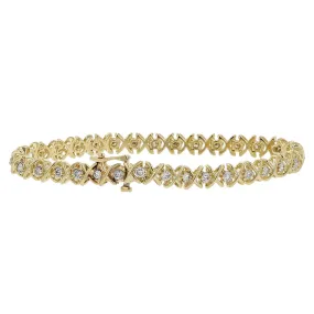 14K Yellow Gold Diamond X Link Tennis Bracelet