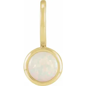 14K Yellow Gold Natural White Opal Charm/Pendant