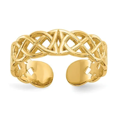 14k Yellow Gold Solid Celtic Knot Toe Ring