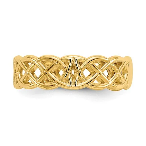 14k Yellow Gold Solid Celtic Knot Toe Ring