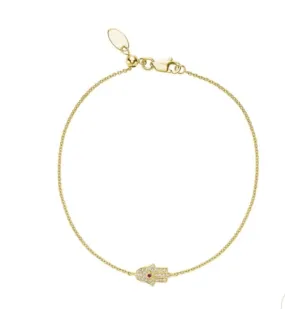 14kt Gold Diamond Mini Hamsa Bracelet