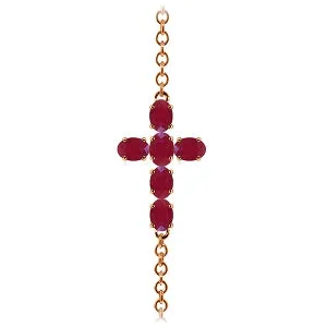 1.7 Carat 14K Solid Rose Gold Cross Bracelet Oval Ruby