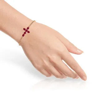 1.7 Carat 14K Solid Rose Gold Cross Bracelet Oval Ruby