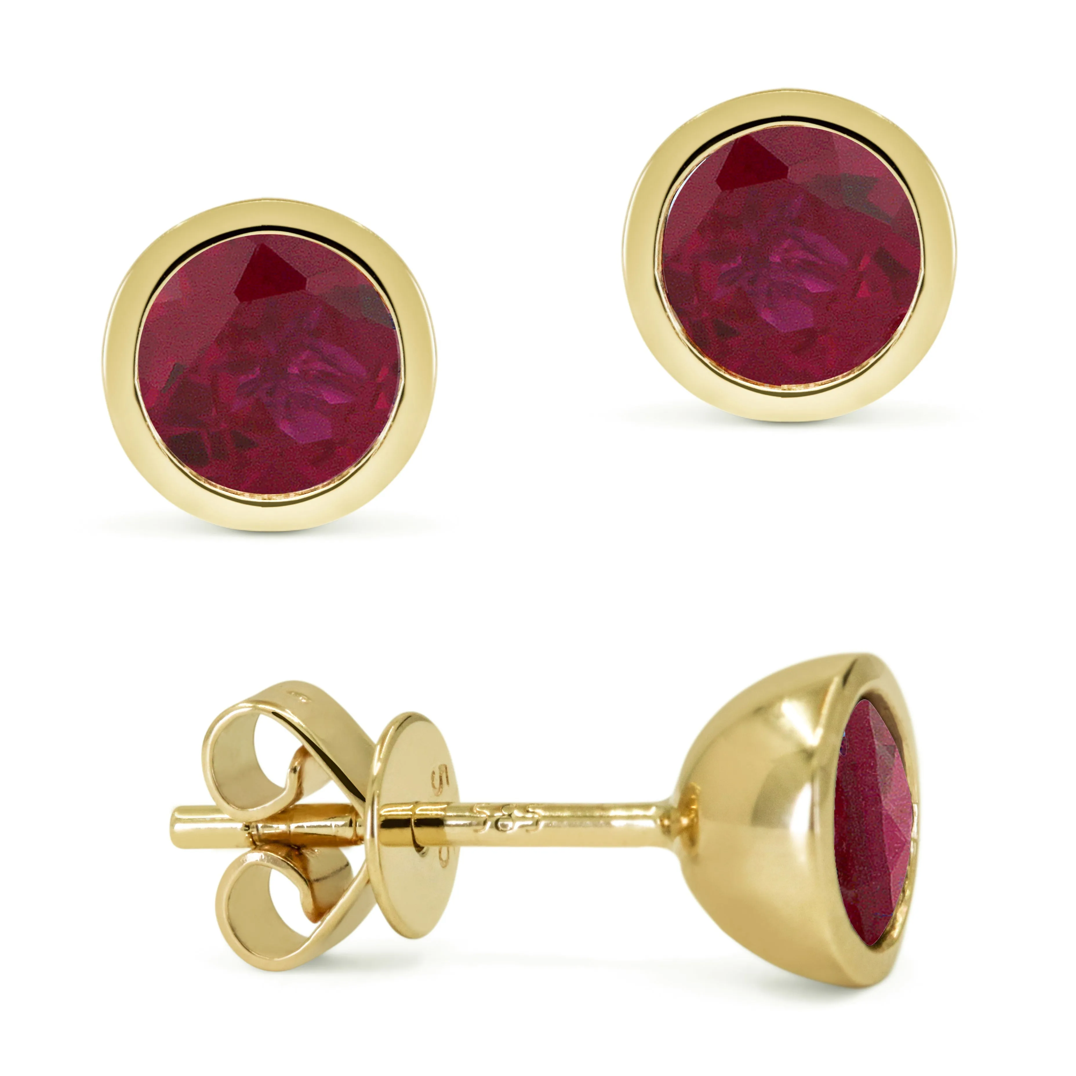 1.76ct Created Ruby Stud Earrings in 14K Yellow Gold