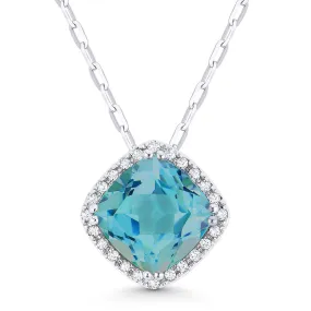 1.86ct London Blue Topaz 16"Pendant Necklace in 14K White Gold