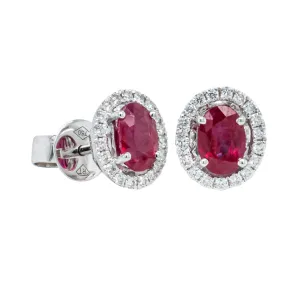 18ct White Gold 1.13ct Ruby & Diamond Earrings