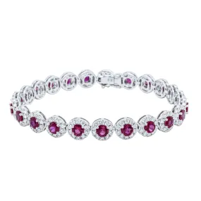 18ct White Gold 6.69ct Ruby and Diamond Bracelet