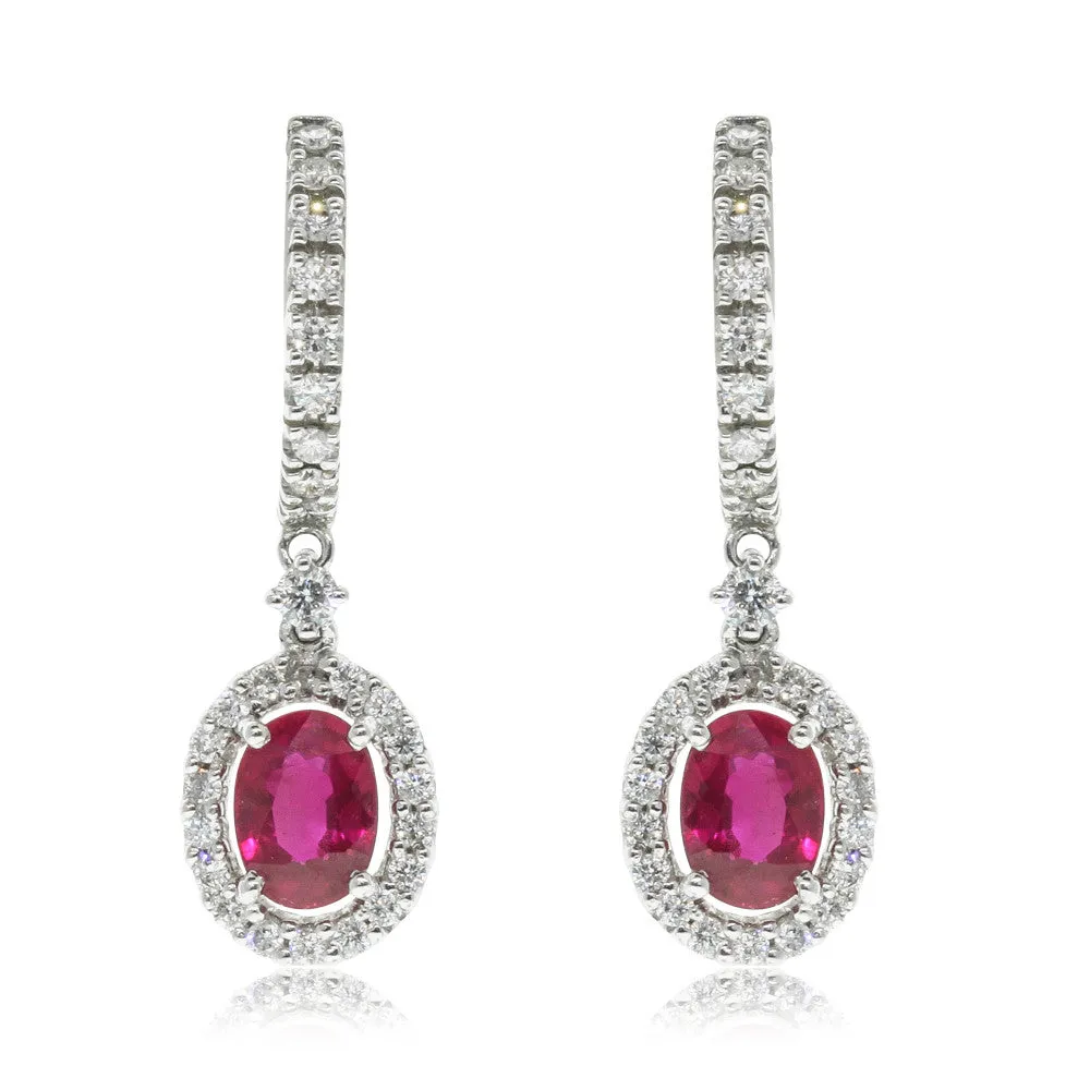 18ct White Gold Ruby & Diamond Earrings