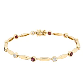 18ct Yellow Gold Ruby & Diamond Cadenza Bracelet